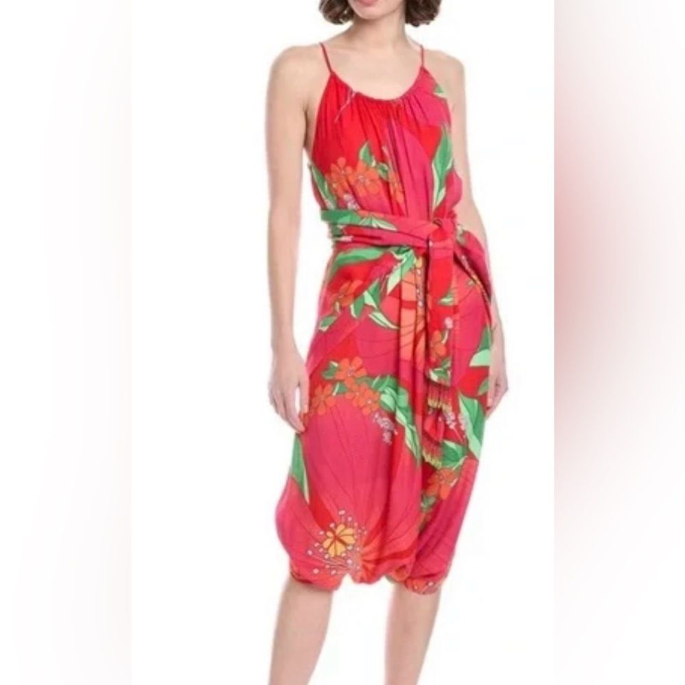 Farm Rio Pink Pietra Convertible Midi Dress Romper Jumpsuit Small Floral